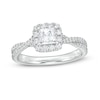 Thumbnail Image 1 of Previously Owned - 1 CT. T.W. Princess-Cut Diamond Frame Crossover Shank Engagement Ring in Platinum (I/SI2)