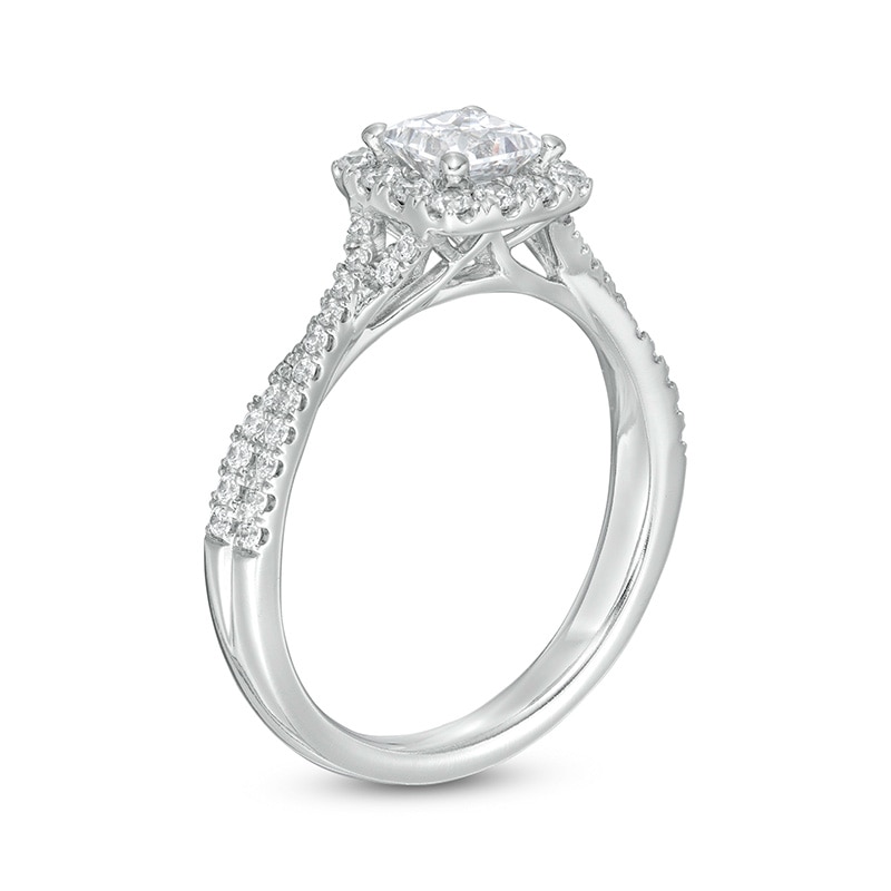 Main Image 3 of Previously Owned - 1 CT. T.W. Princess-Cut Diamond Frame Crossover Shank Engagement Ring in Platinum (I/SI2)