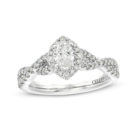 Previously Owned - Celebration Infinite⢠1 CT. T.w. Oval Diamond Frame Engagement Ring in 14K White Gold (I/Si2)