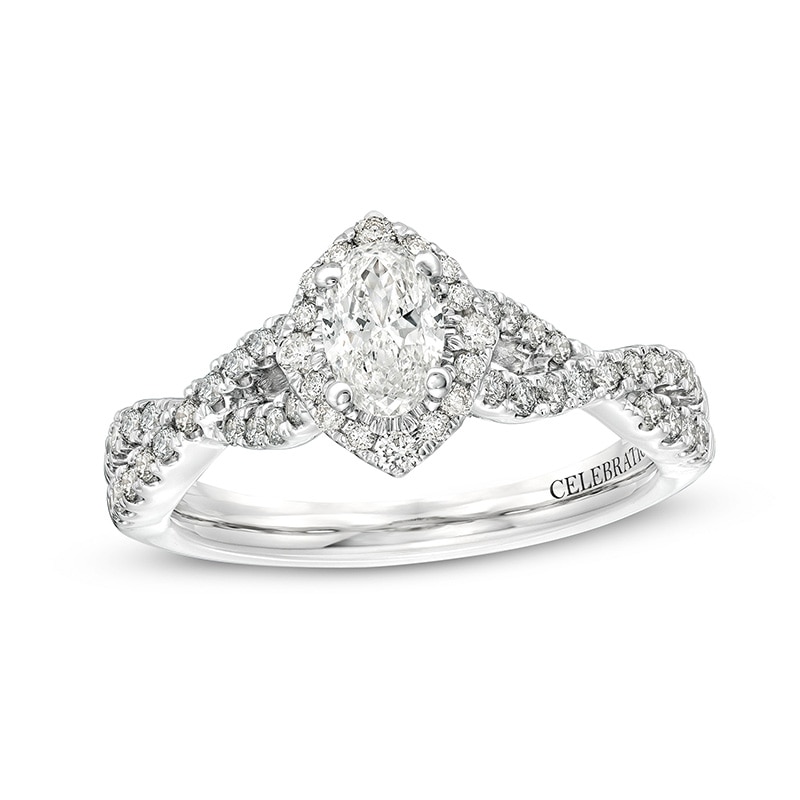 Main Image 1 of Previously Owned - Celebration Infinite™ 1 CT. T.W.  Oval Diamond Frame Engagement Ring in 14K White Gold (I/SI2)