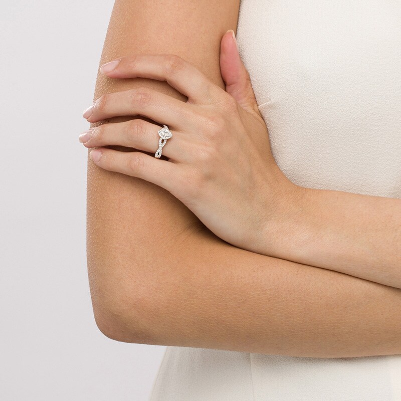 Main Image 2 of Previously Owned - Celebration Infinite™ 1 CT. T.W.  Oval Diamond Frame Engagement Ring in 14K White Gold (I/SI2)