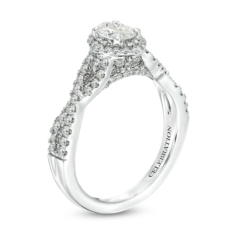 Main Image 3 of Previously Owned - Celebration Infinite™ 1 CT. T.W.  Oval Diamond Frame Engagement Ring in 14K White Gold (I/SI2)