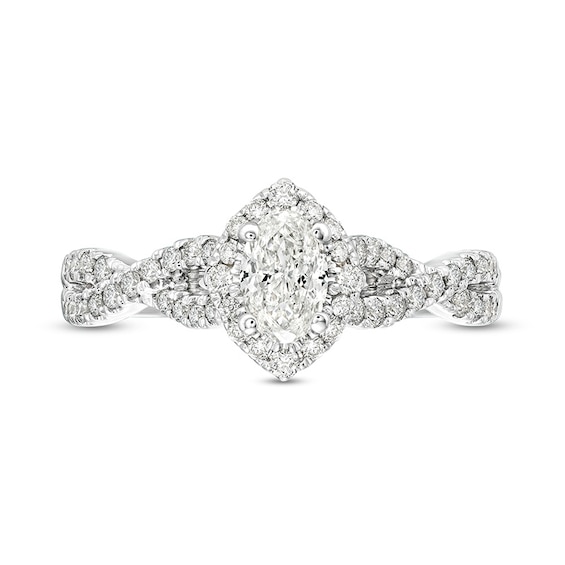 Previously Owned - Celebration Infiniteâ¢ 1 CT. T.w. Oval Diamond Frame Engagement Ring in 14K White Gold (I/Si2)