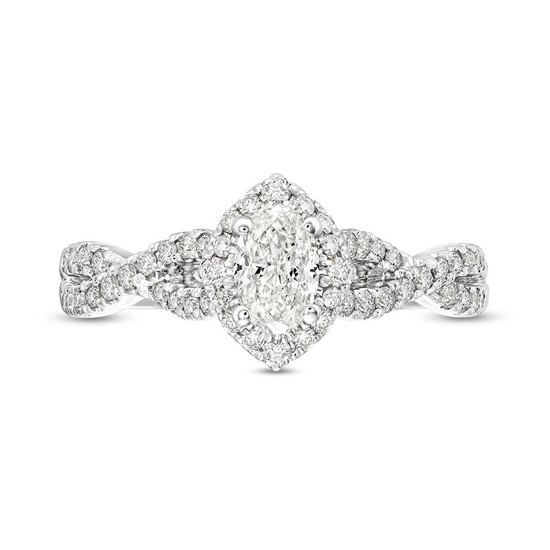 Main Image 4 of Previously Owned - Celebration Infinite™ 1 CT. T.W.  Oval Diamond Frame Engagement Ring in 14K White Gold (I/SI2)