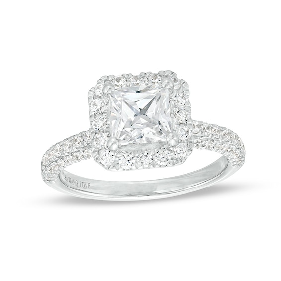 Previously Owned - Vera Wang Love Collection 2 CT. T.w. Princess-Cut Diamond Frame Engagement Ring in 14K White Gold