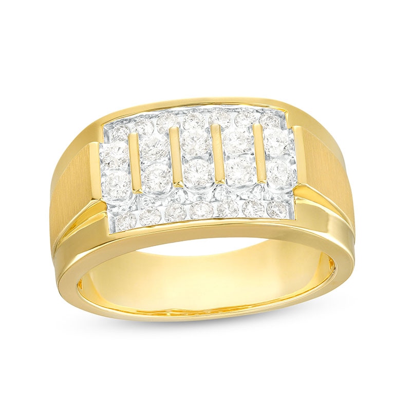 Main Image 1 of Previously Owned - 3/4 CT. T.W. Diamond Quadruple Row Stepped Shank Band in 10K Gold