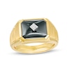 Thumbnail Image 1 of Previously Owned - Emerald-Cut Onyx and Diamond Accent Grooved Shank Ring in 10K Gold