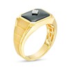 Thumbnail Image 3 of Previously Owned - Emerald-Cut Onyx and Diamond Accent Grooved Shank Ring in 10K Gold