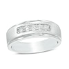Thumbnail Image 1 of Previously Owned - 1/20 CT. T.W. Diamond Five Stone Satin Wedding Band in 10K White Gold