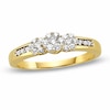 Thumbnail Image 1 of Previously Owned - 1/5 CT. T.W. Diamond Flower Three Stone Ring in 10K Gold