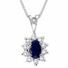 Thumbnail Image 1 of Previously Owned - Oval Blue Sapphire and 1/8 CT. T.W. Diamond Pendant in 14K White Gold - 16"