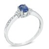 Thumbnail Image 2 of Previously Owned - Oval Tanzanite and 1/10 CT. T.W. Diamond Frame Engagement Ring in 14K White Gold