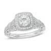Thumbnail Image 1 of Previously Owned - Vera Wang Love Collection 1-1/5 CT. T.W. Diamond Frame Vintage-Style Engagement Ring in 14K White Gold