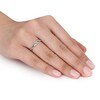 Thumbnail Image 3 of Previously Owned - 3.5mm Lab-Created White Sapphire and 1/15 CT. T.W. Diamond Promise Ring in 10K White Gold