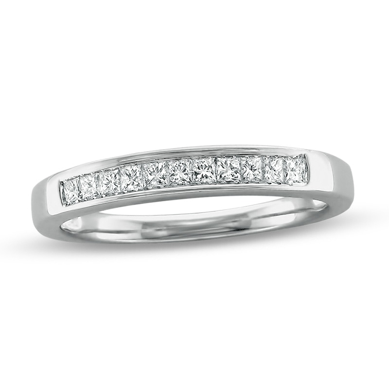 Main Image 1 of Previously Owned - 1/4 CT. T.W. Princess-Cut Diamond Wedding Band in 14K White Gold