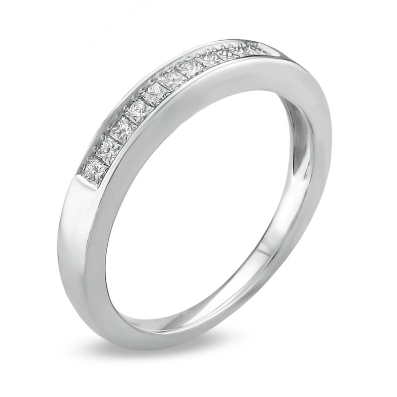 Main Image 2 of Previously Owned - 1/4 CT. T.W. Princess-Cut Diamond Wedding Band in 14K White Gold