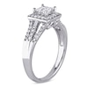 Thumbnail Image 2 of Previously Owned - 1/2 CT. T.W. Quad Princess-Cut Multi-Diamond Three Row Engagement Ring in 10K White Gold