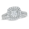 Thumbnail Image 1 of Previously Owned - Vera Wang Love Collection 1-1/2 CT. T.W. Princess-Cut Diamond Frame Split Shank Ring in 14K White Gold