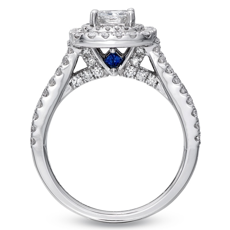 Main Image 2 of Previously Owned - Vera Wang Love Collection 1-1/2 CT. T.W. Princess-Cut Diamond Frame Split Shank Ring in 14K White Gold