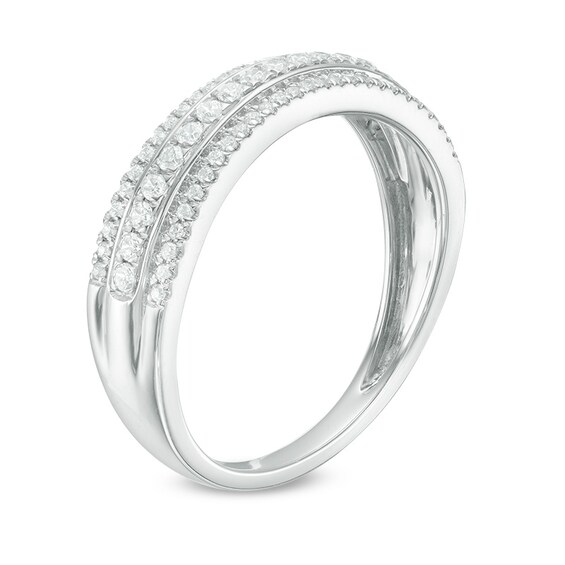 Previously Owned - 1/3 CT. T.w. Diamond Three Row Wedding Band in 10K White Gold
