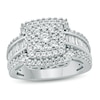 Thumbnail Image 1 of Previously Owned - 1-1/2 CT. T.W. Composite Diamond Square Frame Multi-Row Shank Engagement Ring in 10K White Gold