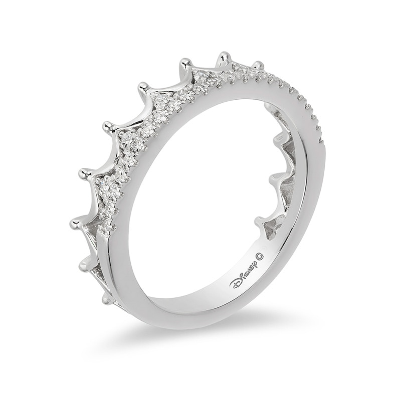 Main Image 2 of Previously Owned - Enchanted Disney Princess 1/6 CT. T.W. Diamond Tiara Wedding Band in 14K White Gold
