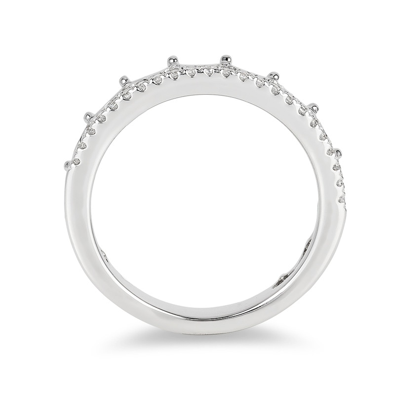 Main Image 3 of Previously Owned - Enchanted Disney Princess 1/6 CT. T.W. Diamond Tiara Wedding Band in 14K White Gold
