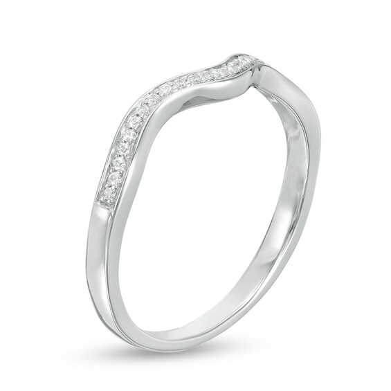 Previously Owned - 1/15 CT. T.w. Diamond Wavy Contour Wedding Band in 10K White Gold