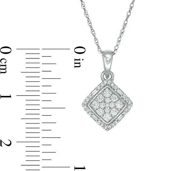Previously Owned - 1/4 CT. T.w. Multi-Diamond Tilted Square Frame Pendant in 10K White Gold