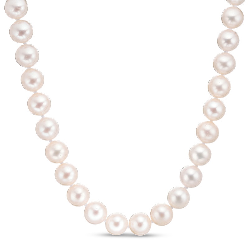 Main Image 1 of Previously Owned-IMPERIAL® 8.0-9.0mm Freshwater Cultured Pearl Strand Necklace with 14K Gold Fish-Hook Clasp-20"