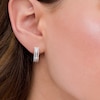 Thumbnail Image 2 of Previously Owned - 1/2 CT. T.W. Baguette and Round Diamond Three-Row Hoop Earrings in Sterling Silver