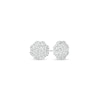 Thumbnail Image 1 of Previously Owned - 1/2 CT. T.W. Composite Diamond Flower Frame Stud Earrings in 10K White Gold