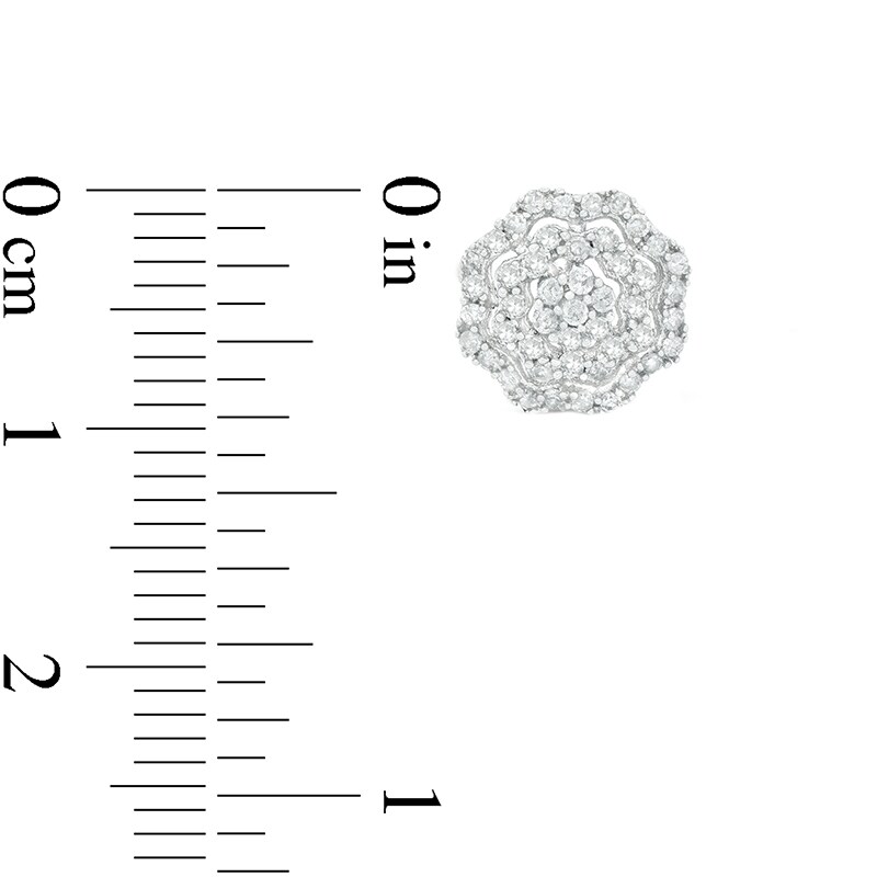 Main Image 2 of Previously Owned - 1/2 CT. T.W. Composite Diamond Flower Frame Stud Earrings in 10K White Gold