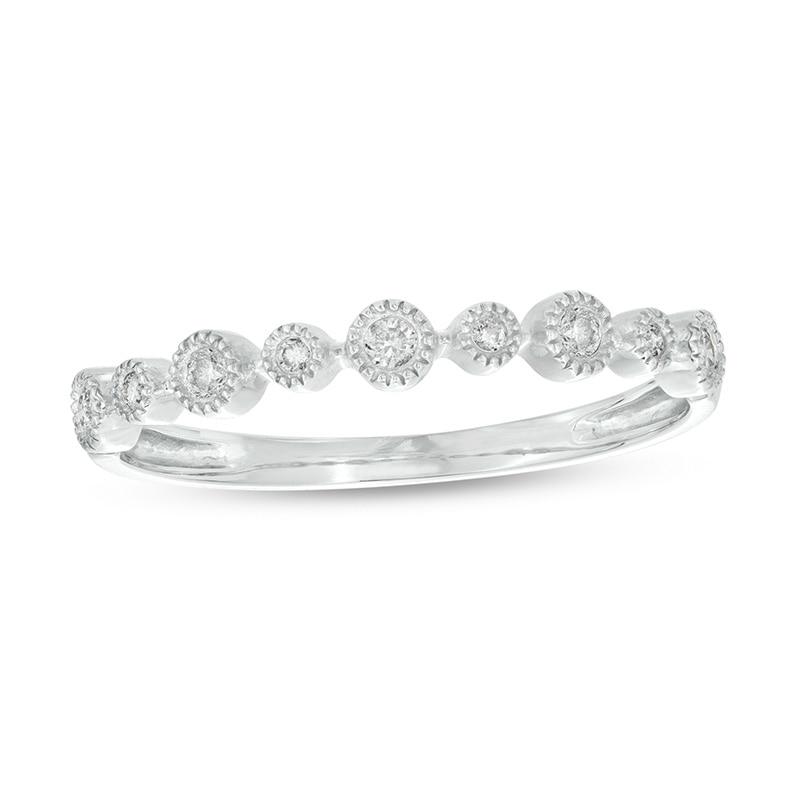 Main Image 1 of Previously Owned - 1/10 CT. T.W. Diamond Alternating Nine Stone Stackable Anniversary Band in 10K White Gold