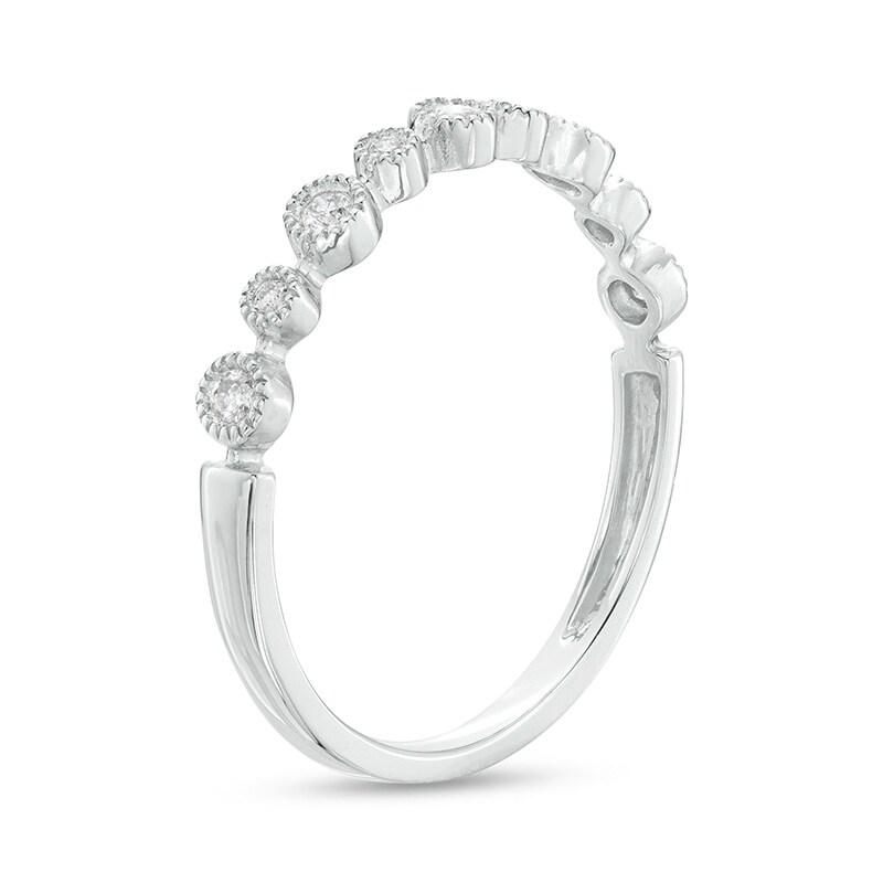 Main Image 2 of Previously Owned - 1/10 CT. T.W. Diamond Alternating Nine Stone Stackable Anniversary Band in 10K White Gold
