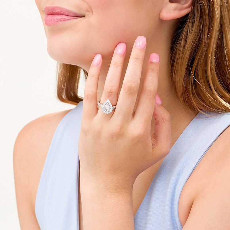 Main Image 2 of Previously Owned - 1-1/2 CT. T.W. Pear-Shaped Diamond Frame Vintage-Style Engagement Ring in 14K Two-Tone Gold
