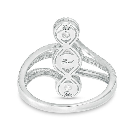 Previously Owned - 3/4 CT. T.w. Diamond Past Present FutureÂ® Multi-Row Loop Twist Engagement Ring in 10K White Gold