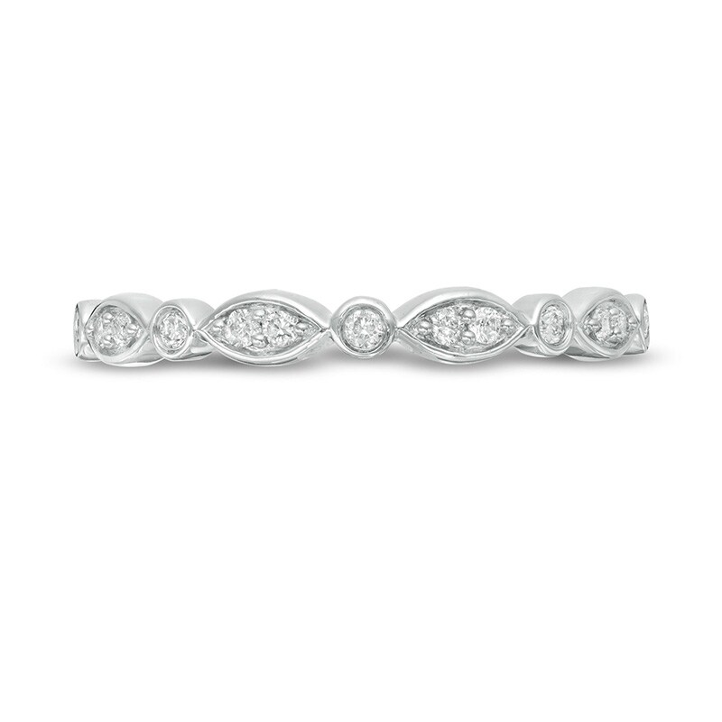 Main Image 4 of Previously Owned - 1/10 CT. T.W. Diamond Band in 10K White Gold