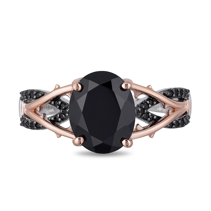 Main Image 3 of Previously Owned - Enchanted Disney Villains Maleficent Onyx and Black Diamond Ring in Sterling Silver and 10K Rose Gold