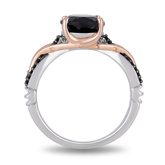Previously Owned - Enchanted Disney Villains Maleficent Onyx and Black Diamond Ring in Sterling Silver and 10K Rose Gold
