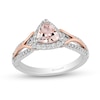 Thumbnail Image 1 of Previously Owned - Enchanted Disney Aurora 6.0mm Trillion Morganite and 1/4 CT. T.W. Diamond Ring in 14K Two-Tone Gold