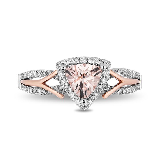 Previously Owned - Enchanted Disney Aurora 6.0mm Trillion Morganite and 1/4 CT. T.w. Diamond Ring in 14K Two-Tone Gold