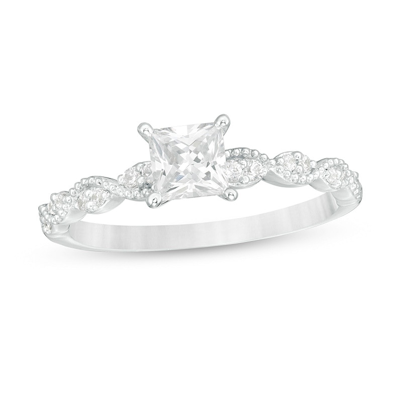 Main Image 1 of Previously Owned - 5/8 CT. T.W.  Princess-Cut Diamond Engagement Ring in 14K White Gold (I/SI2)