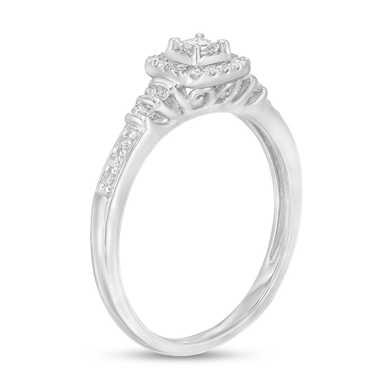Main Image 2 of Previously Owned - 1/4 CT. T.W. Princess-Cut Diamond Frame Collar Promise Ring in 10K White Gold