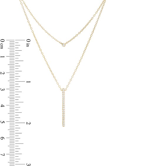 Previously Owned - 1/5 CT. T.w. Diamond Linear Bar Double Strand Necklace in 10K Gold - 20"