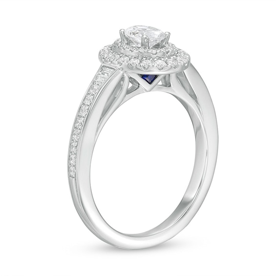 Previously Owned - Vera Wang Love Collection 3/4 CT. T.w. Diamond Double Oval Frame Engagement Ring in 14K White Gold
