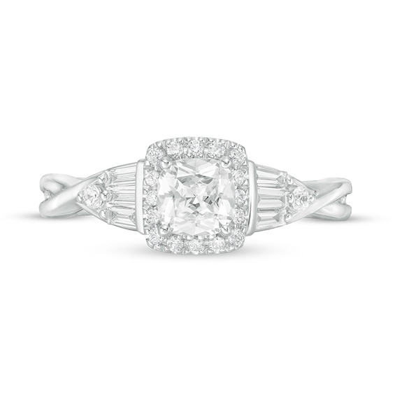 Previously Owned - Vera Wang Love Collection 3/4 CT. T.w. Cushion-Cut Diamond Twist Engagement Ring in 14K White Gold