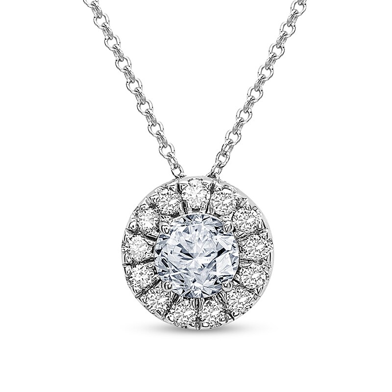 Main Image 1 of Previously Owned - 3/4 CT. T.W. Diamond Frame Pendant in 10K White Gold