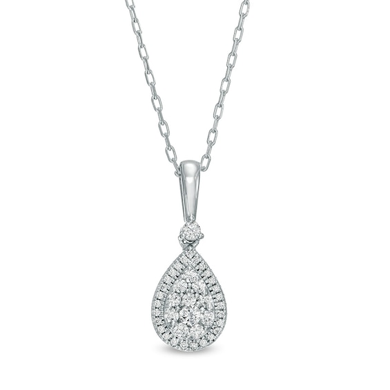 Previously Owned - 1/4 CT. T.w. Pear-Shaped Multi-Diamond Frame Pendant in 10K White Gold