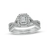 Thumbnail Image 1 of Previously Owned - 5/8 CT. T.W. Emerald-Cut Diamond Frame Bridal Set in 10K White Gold (I/I1)
